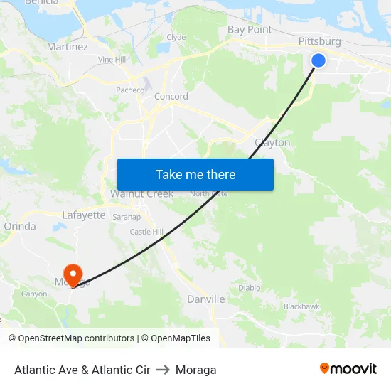 Atlantic Ave & Atlantic Cir to Moraga map