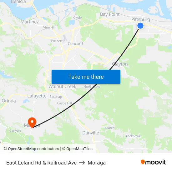 East Leland Rd & Railroad Ave to Moraga map