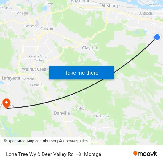 Lone Tree Wy & Deer Valley Rd to Moraga map