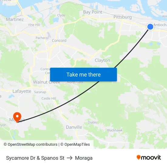 Sycamore Dr & Spanos St to Moraga map