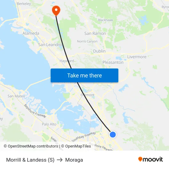 Morrill & Landess (S) to Moraga map
