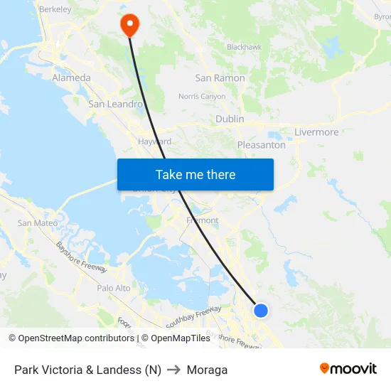 Park Victoria & Landess (N) to Moraga map