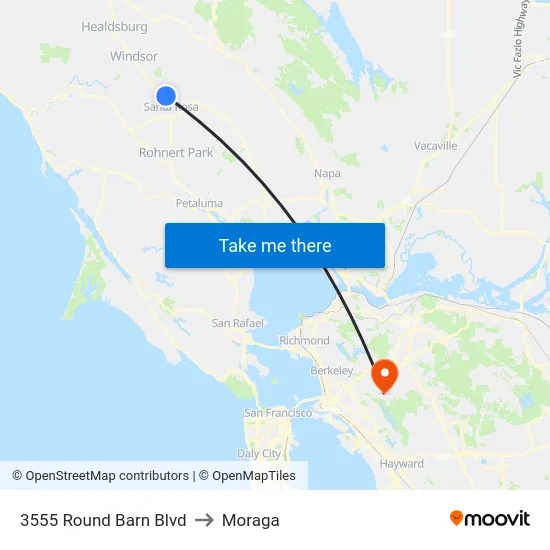 3555 Round Barn Blvd to Moraga map