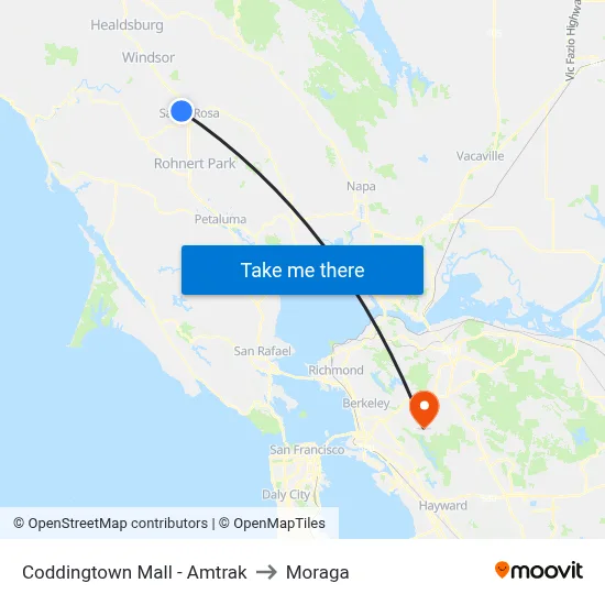 Coddingtown Mall - Amtrak to Moraga map