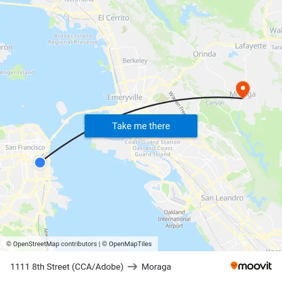 1111 8th Street (CCA/Adobe) to Moraga map