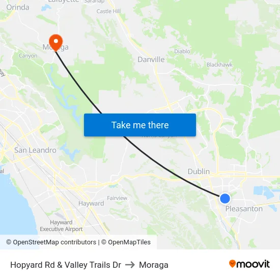 Hopyard Rd & Valley Trails Dr to Moraga map