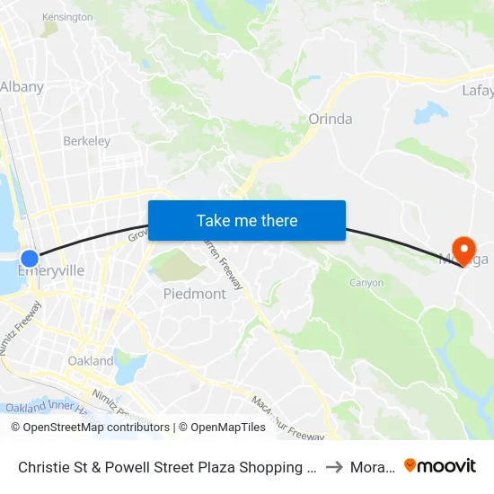 Christie St & Powell Street Plaza Shopping Center to Moraga map