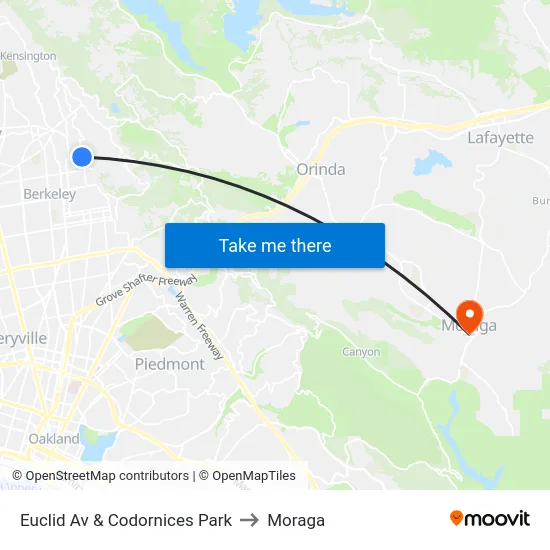 Euclid Av & Codornices Park to Moraga map