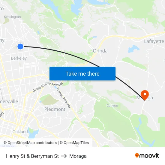 Henry St & Berryman St to Moraga map