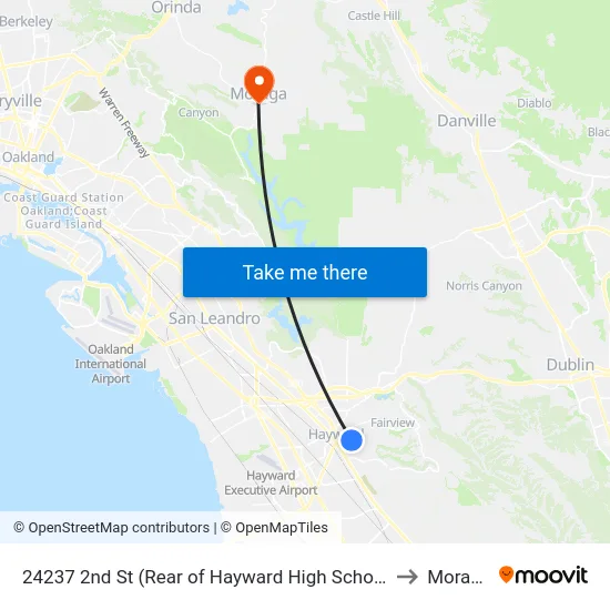 24237 2nd St (Rear of Hayward High School) to Moraga map