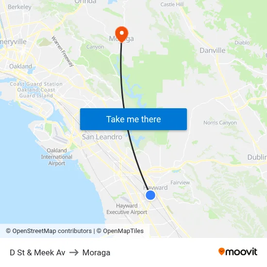 D St & Meek Av to Moraga map