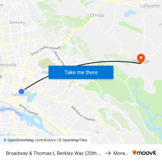 Broadway & Thomas L Berkley Way (20th St) to Moraga map