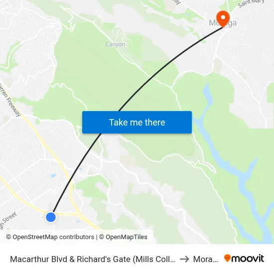 Macarthur Blvd & Richard's Gate (Mills College) to Moraga map