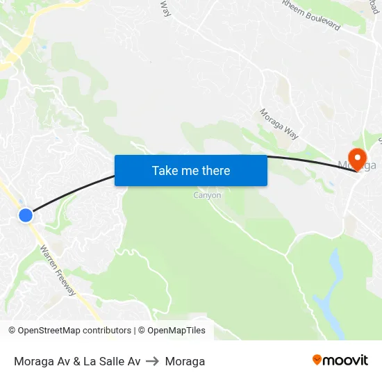 Moraga Av & La Salle Av to Moraga map