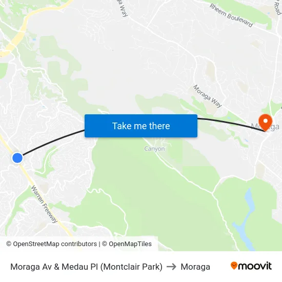 Moraga Av & Medau Pl (Montclair Park) to Moraga map