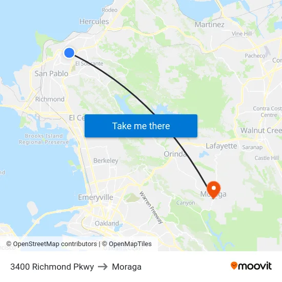 3400 Richmond Pkwy to Moraga map