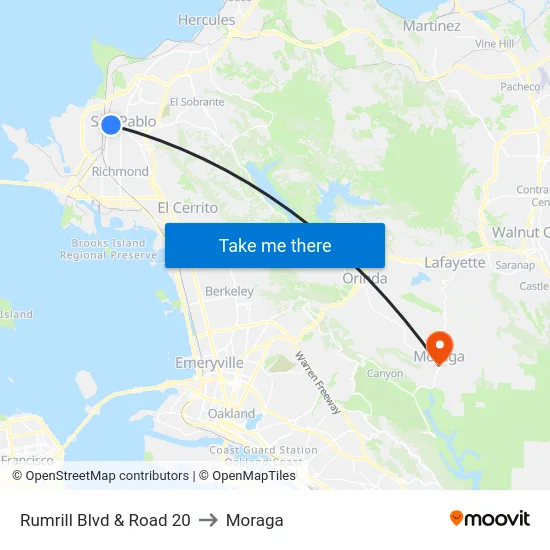 Rumrill Blvd & Road 20 to Moraga map