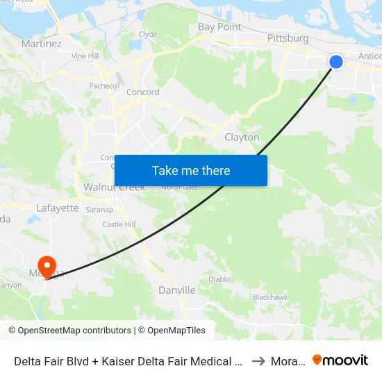 Delta Fair Blvd + Kaiser Delta Fair Medical Offices to Moraga map