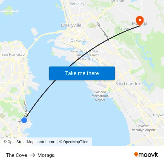 The Cove to Moraga map