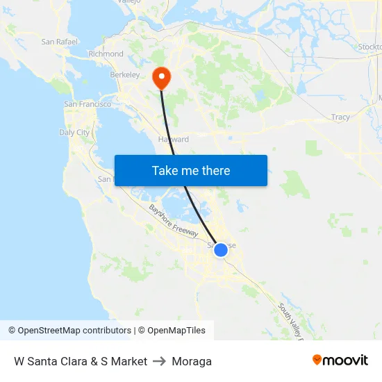 W Santa Clara & S Market to Moraga map