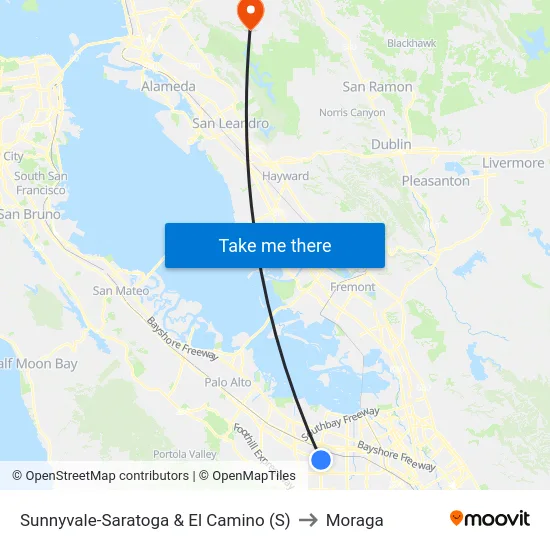 Sunnyvale-Saratoga & El Camino (S) to Moraga map