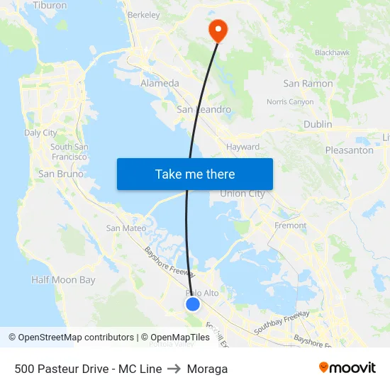 500 Pasteur Drive - MC Line to Moraga map