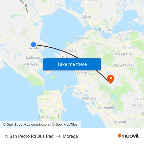 N San Pedro Rd Bus Pad to Moraga map