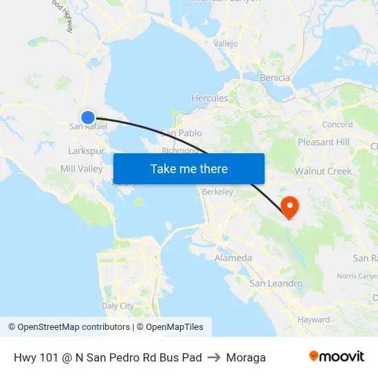 Hwy 101 @ N San Pedro Rd Bus Pad to Moraga map