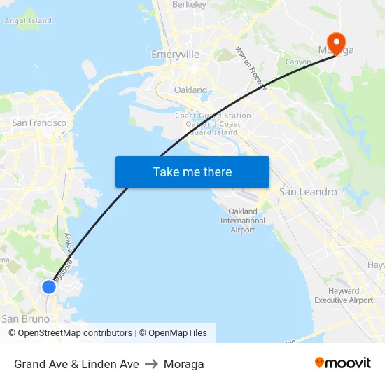 Grand Ave & Linden Ave to Moraga map