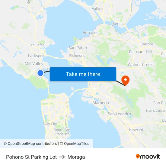Pohono St Parking Lot to Moraga map