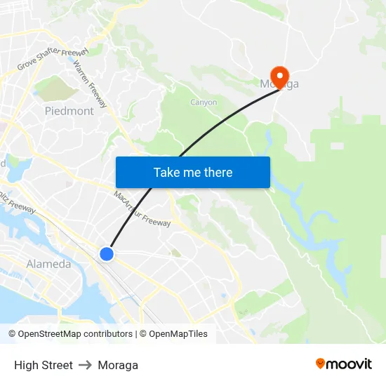 High Street to Moraga map