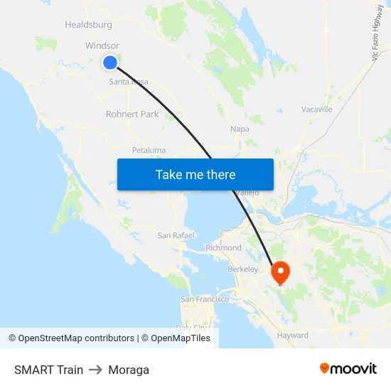 SMART Train to Moraga map
