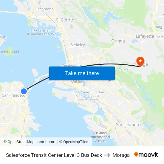 Salesforce Transit Center Level 3 Bus Deck to Moraga map