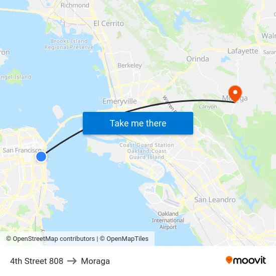 4th Street 808 to Moraga map