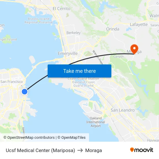 Ucsf Medical Center (Mariposa) to Moraga map