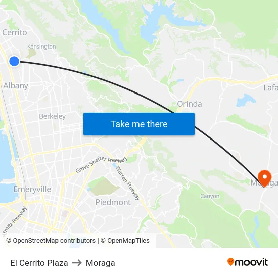 El Cerrito Plaza to Moraga map