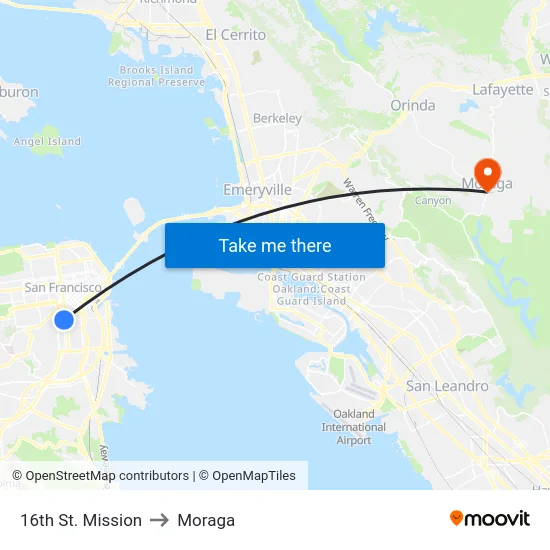 16th St. Mission to Moraga map