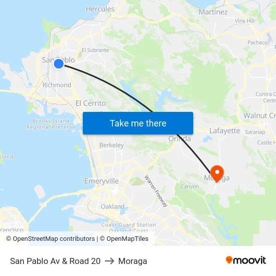 San Pablo Av & Road 20 to Moraga map