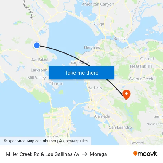 Miller Creek Rd & Las Gallinas Av to Moraga map