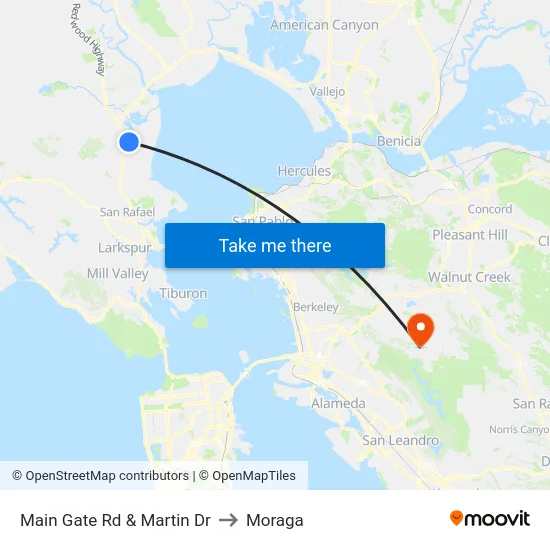 Main Gate Rd & Martin Dr to Moraga map