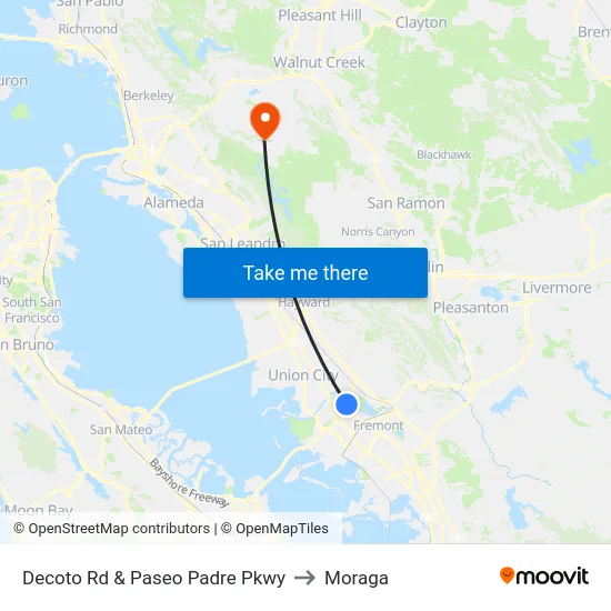 Decoto Rd & Paseo Padre Pkwy to Moraga map