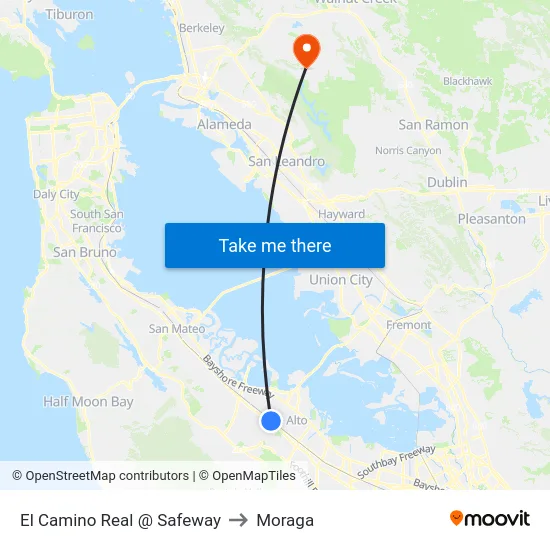 El Camino Real @ Safeway to Moraga map