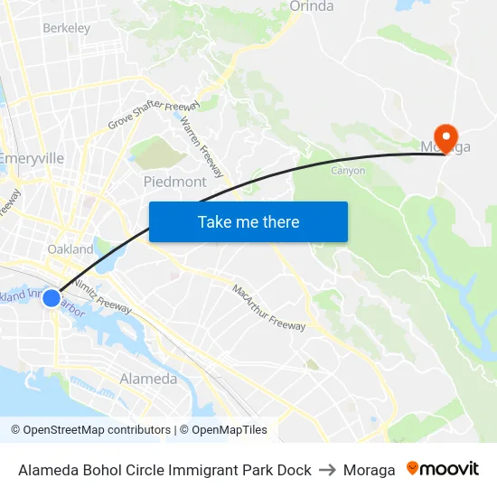 Alameda Bohol Circle Immigrant Park Dock to Moraga map
