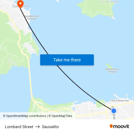 Lombard Street to Sausalito map