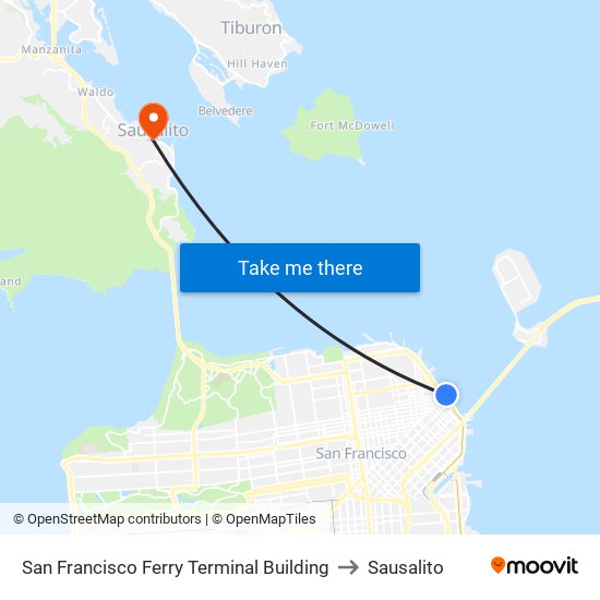 San Francisco Ferry Terminal Building to Sausalito map