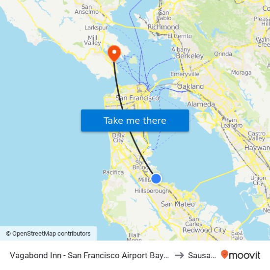 Vagabond Inn - San Francisco Airport Bayfront (Sfo) to Sausalito map