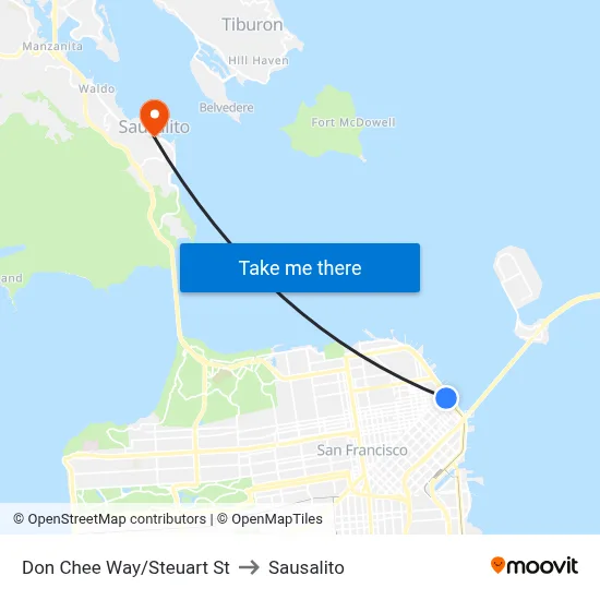 Don Chee Way/Steuart St to Sausalito map