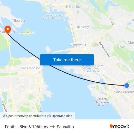 Foothill Blvd & 106th Av to Sausalito map