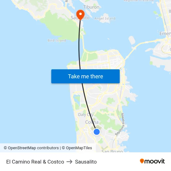 El Camino Real & Costco to Sausalito map