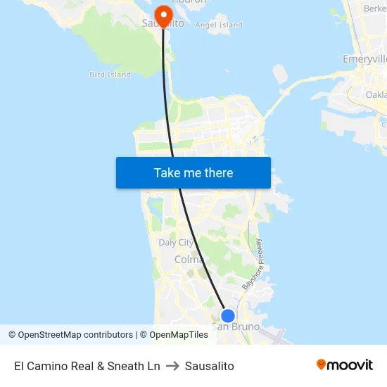 El Camino Real & Sneath Ln to Sausalito map